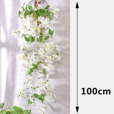 Művirág Morning Glory szimuláció Téli jázmin Hamis növény Virág Szőlő DIY Esküvői fali akasztó Otthoni kert dekoráció