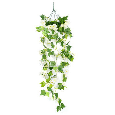 Művirág Morning Glory szimuláció Téli jázmin Hamis növény Virág Szőlő DIY Esküvői fali akasztó Otthoni kert dekoráció