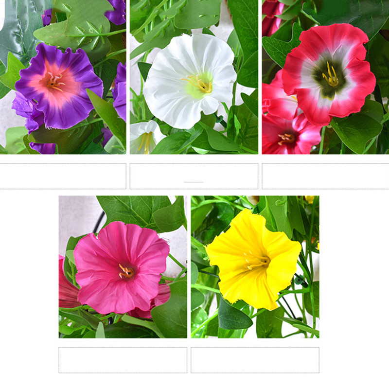 Művirág Morning Glory szimuláció Téli jázmin Hamis növény Virág Szőlő DIY Esküvői fali akasztó Otthoni kert dekoráció