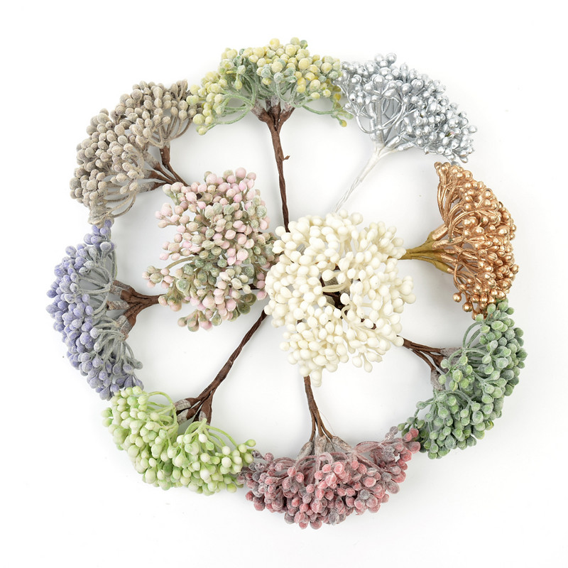 6 gab Mākslīgie ziedi Viltus augi Zāle mājas istabas dekorēšanai Kāzu dekorēšana DIY Garland Scrapbooking Rokdarbu piederumi