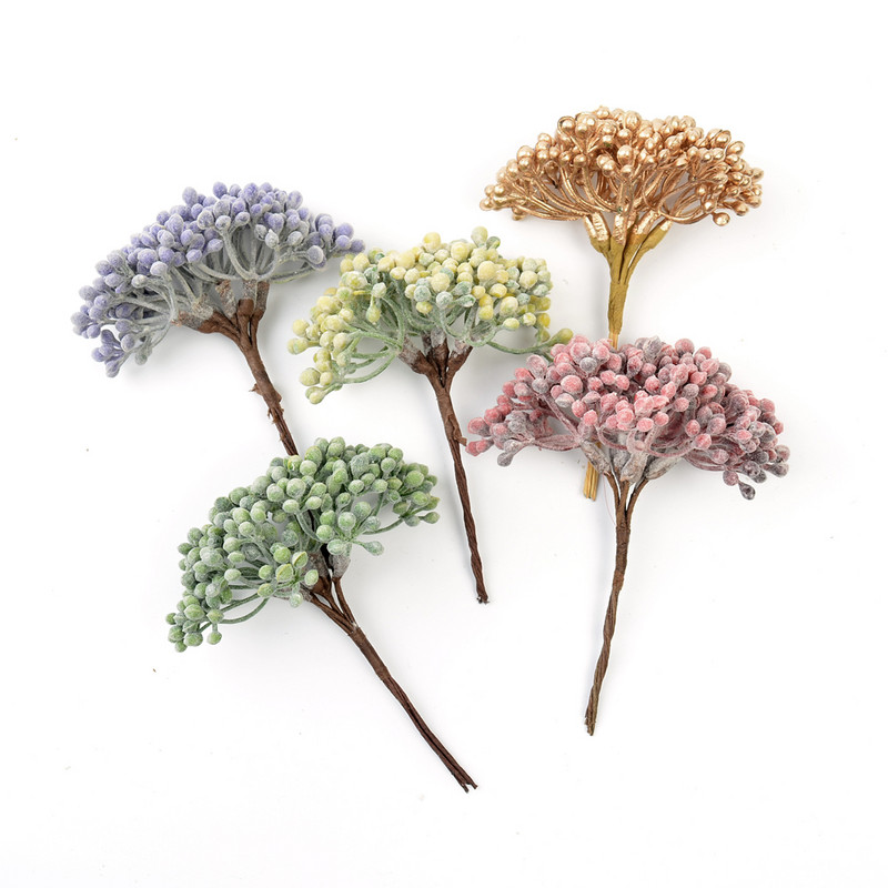6 gab Mākslīgie ziedi Viltus augi Zāle mājas istabas dekorēšanai Kāzu dekorēšana DIY Garland Scrapbooking Rokdarbu piederumi