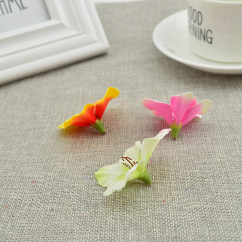 50 db Olcsó selyem rózsa fejű orchidea művirágok otthoni esküvői dekorációhoz kiegészítők Pompon Diy ajándék cseresznye kézimunka