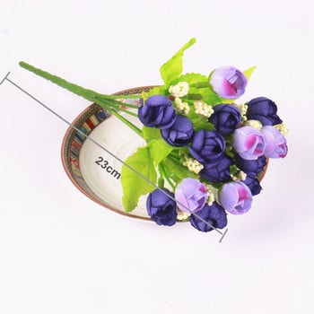Colorful Silk Flowers изкуствено цвете 15 глави Mini Rose Home Decor за сватба малки рози букет декорация
