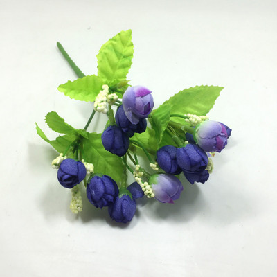 Spalvingos šilko gėlės dirbtinės gėlės 15 galvų Mini Rose namų dekoras vestuvių mažų rožių puokštės dekoravimui