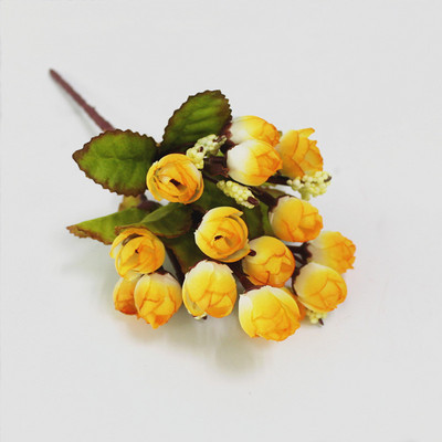 Spalvingos šilko gėlės dirbtinės gėlės 15 galvų Mini Rose namų dekoras vestuvių mažų rožių puokštės dekoravimui
