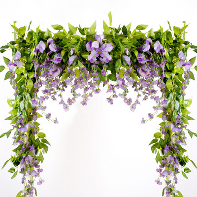 1,8 εκατ. τεχνητά λουλούδια Wisteria Vine Garland Διακόσμηση αψίδας γάμου Ψεύτικα φυτά Φύλλωμα Rattan Trailing Faux Flowers Κισσός Τοίχος