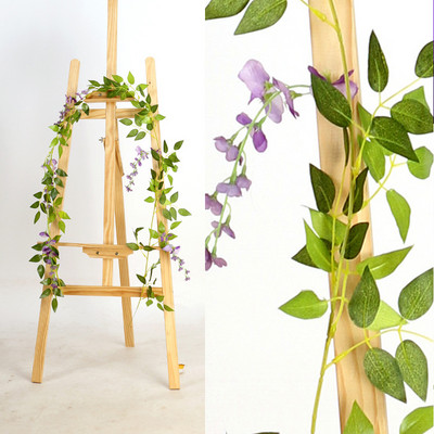 1,8 mln. Visterija Dirbtinės gėlės Vynmedžių girlianda Vestuvių arkos puošmena Netikri augalai Lapai Rattan Galiniai Dirbtinės Gėlės Gebenės Siena