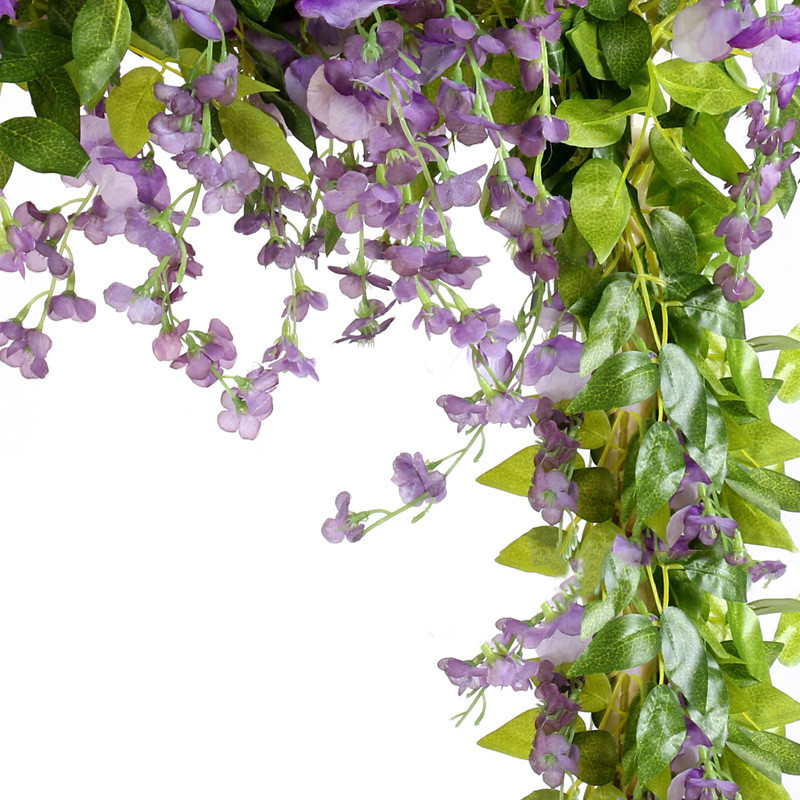 1,8 mln. Visterija Dirbtinės gėlės Vynmedžių girlianda Vestuvių arkos puošmena Netikri augalai Lapai Rattan Galiniai Dirbtinės Gėlės Gebenės Siena