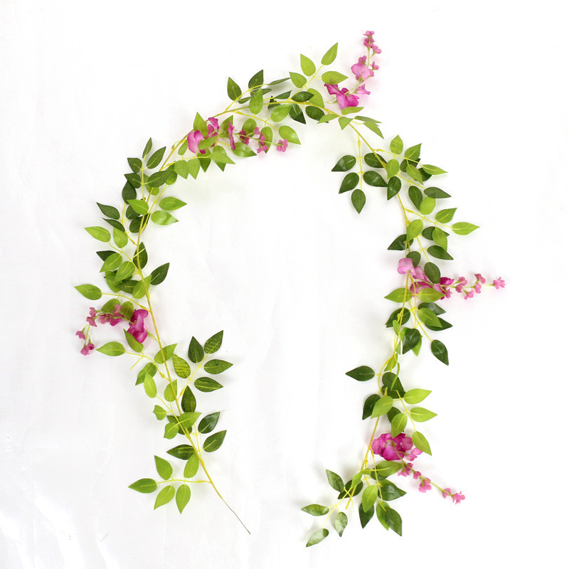 1,8 mln. Visterija Dirbtinės gėlės Vynmedžių girlianda Vestuvių arkos puošmena Netikri augalai Lapai Rattan Galiniai Dirbtinės Gėlės Gebenės Siena