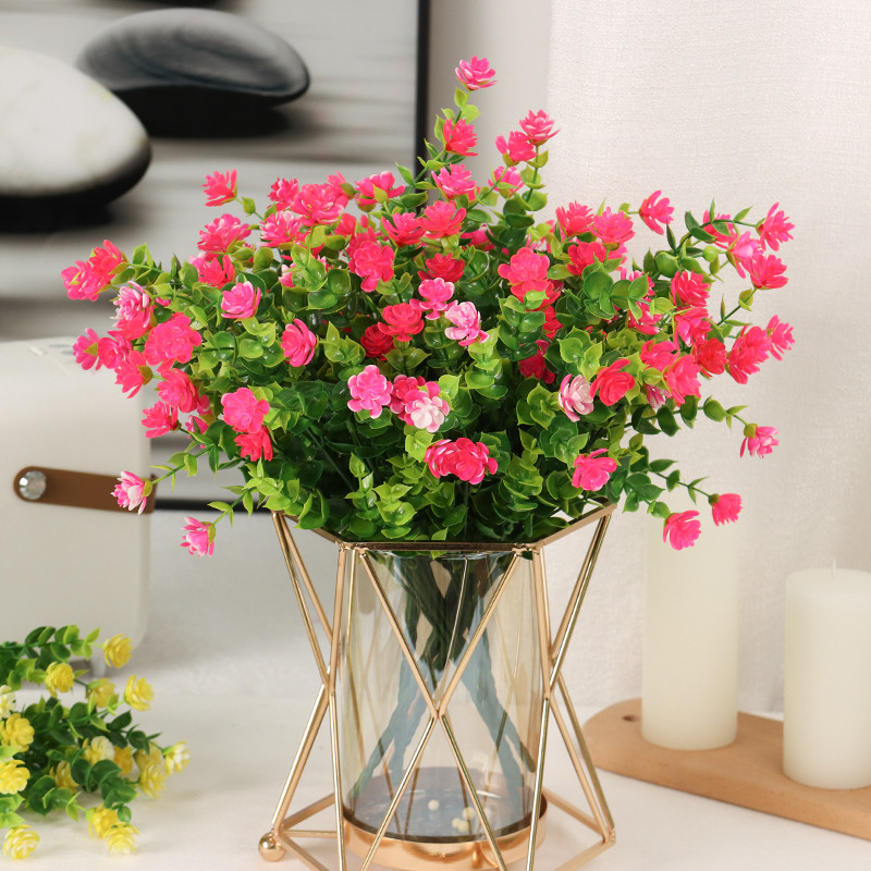 Mākslīgie ziedi 33cm Eucalyptus Pentaphyllum pušķis kāzu ballītes baznīcas dekorēšana Lauku mājas iekštelpu un āra dekorēšana