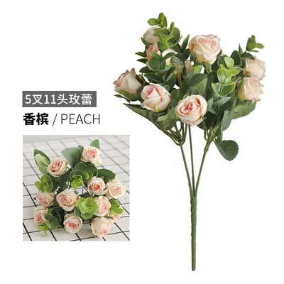 Frumoși trandafiri de hortensie Flori artificiale pentru decorațiuni de nuntă acasă Buchet de toamnă de înaltă calitate Mousse Bujor Floare falsă