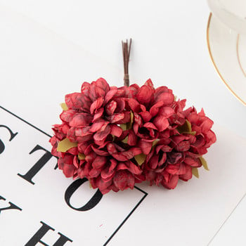 6PCS Изкуствени цветя Евтини копринени карамфили Мини букет Сватбени венци Новогодишни коледни декорации за домашен скрапбукинг