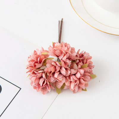 6 DB művirágok olcsó selyem szegfű mini csokor esküvői koszorúk újévi karácsonyi dekorációk otthoni scrapbookozáshoz