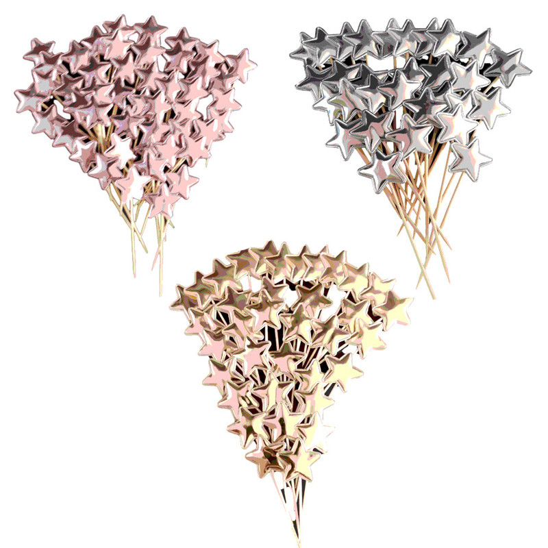 50 de bucăți colorate pentru tort, coroană, stea, inimă, pentru cupcake, suplimente pentru petreceri de la mulți ani, decorațiuni pentru baby shower, petrecere de nuntă