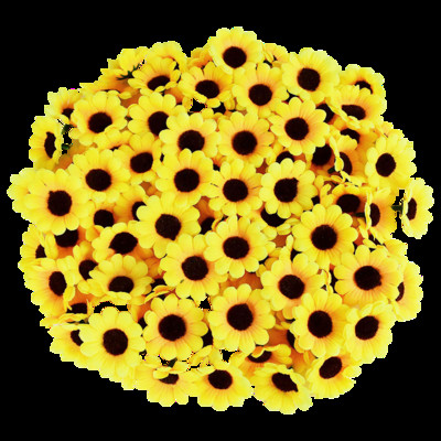 50/100db 4,5 cm-es mini művirág selyem napraforgó fej barkács koszorú scrapbooking ajándékdoboz sárga mesterséges százszorszép fej