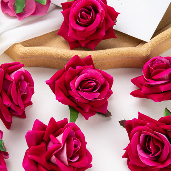 10PC изкуствени цветя за лексикони Новогодишен декор Сватбена градина Розова арка Коледен дом Фалшива копринена фланелена глава Кутия за бонбони