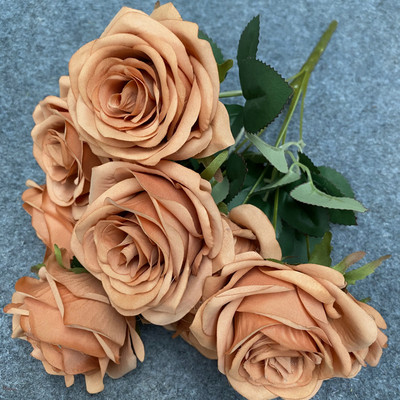 Τεχνητό ροζ τριαντάφυλλο ψεύτικο λουλούδι Νυφική ανθοδέσμη Φωτογραφικά στηρίγματα Διακόσμηση κήπου σπιτιού Προσομοίωση Μπουκέτο με μεταξωτό τριαντάφυλλο