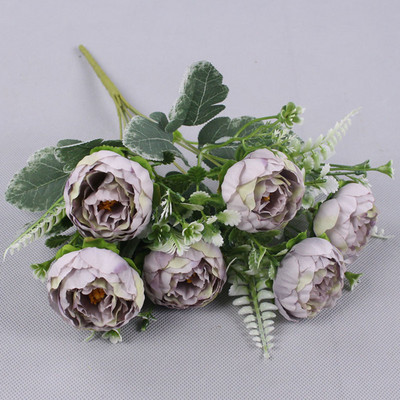 Simulācijas ziedu retro zīda rožu pušķis hortenzijas 6 lielas galvas peonija retro līgava tur viltus ziedus mājas kāzu dekorēšana ac