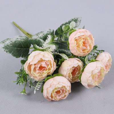Simulācijas ziedu retro zīda rožu pušķis hortenzijas 6 lielas galvas peonija retro līgava tur viltus ziedus mājas kāzu dekorēšana ac
