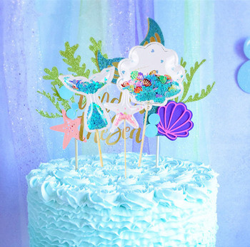 Ροζ Μονόκερος με θέμα τούρτα για πάρτι Deco Στολίδι για μπομπονιέρα για ντους από PVC Γυαλιστερό Cupcake Toppers