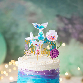 Ροζ Μονόκερος με θέμα τούρτα για πάρτι Deco Στολίδι για μπομπονιέρα για ντους από PVC Γυαλιστερό Cupcake Toppers