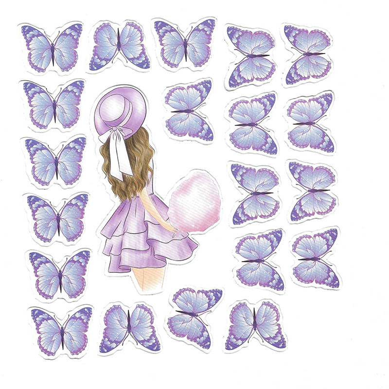 Graži drugelio nugara mergina su gimtadieniu Torto puošmena Torto puošmena Su Motinos diena Torto dekoravimo vakarėlio reikmenys