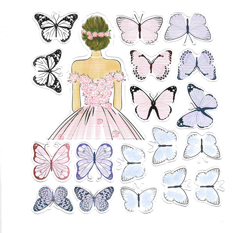 Graži drugelio nugara mergina su gimtadieniu Torto puošmena Torto puošmena Su Motinos diena Torto dekoravimo vakarėlio reikmenys