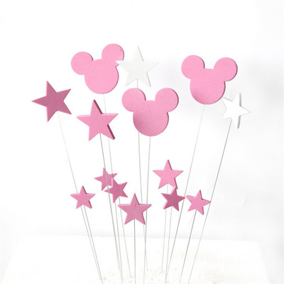 1 set Toppers pentru tort de aniversare cu tema Minnie Mouse pentru copii, copii, petrecere de aniversare, accesoriu de decorare a tortului pentru coacere