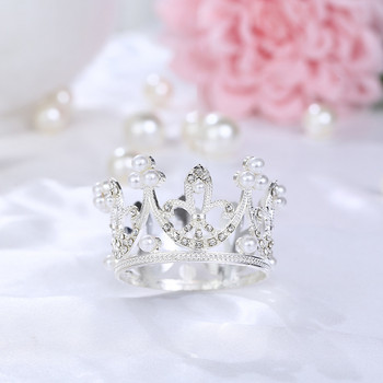 Creative Mini Crown Cake Topper Metal Pearl Happy Birthday Cake Toppers Wedding & Engagement Cake Decor Sweet 16 Party Decorations