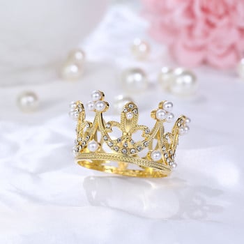 Creative Mini Crown Cake Topper Метална перла Happy Birthday Cake Toppers Wedding & Engagement Cake Decor Sweet 16 Party Decorations