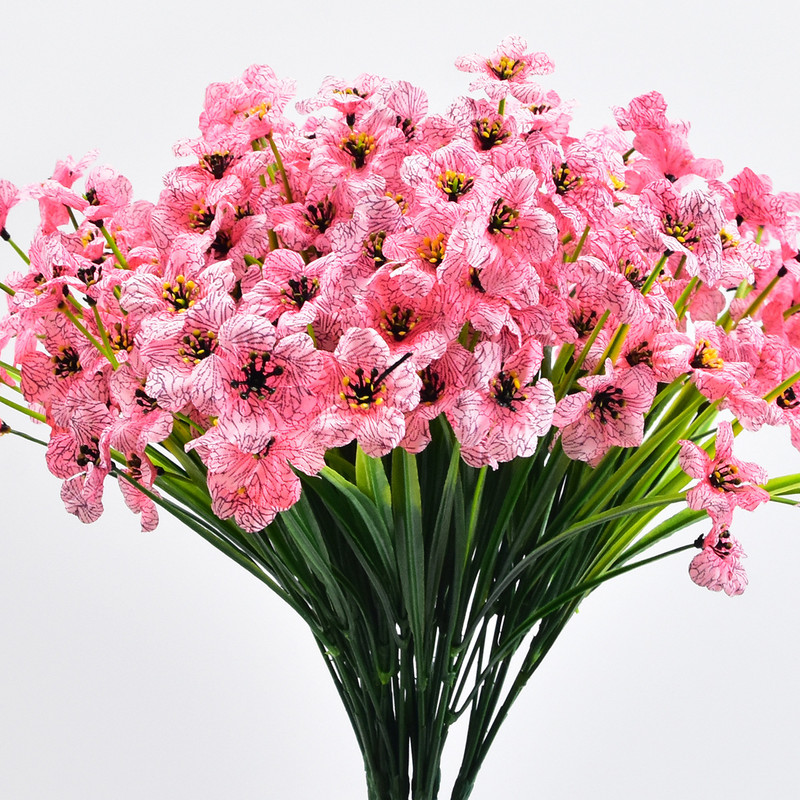 5 dakšas 18 galviņas mākslīgie ziedi, izturīgi pret UV stariem, neizbalējot mākslīgā plastmasa viltoti augi, izgatavoti mājas dārzā kāzu dekorēšana ārā