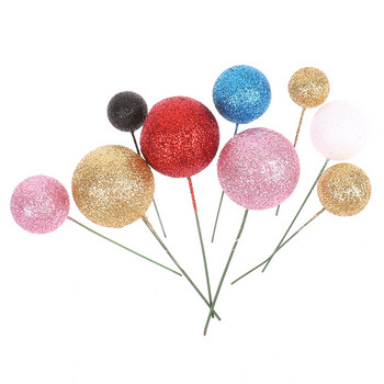 20 τμχ Glitter Balls Διακόσμηση Μικτού μεγέθους Πολύχρωμα μπαλόνια Cupcake Topper Γενέθλια Επιδόρπιο Γάμου Διακόσμηση τούρτας