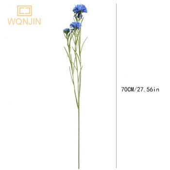 Nordic Blue 3 Heads Long Branch Starry Cornflower Silk Τεχνητά Λουλούδια Στολισμός Γάμου Σπίτι Flore Fleurs Artificielles