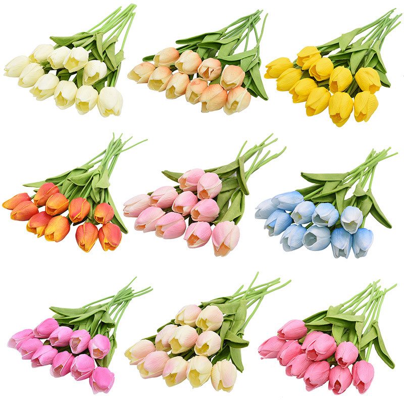 5/10 τμχ Tulips Artificial Flower PU Real Touch Tulip Bouquet Fake Flower for Home Gift Wedding Decorative Flower 21 Color Avail