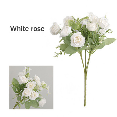 1 Pušķis balts Mākslīgie Ziedi Peonija Tējas Roze Rudens Zīds Viltus Ziedi Dzīvojamās istabas Mājas Dārza Kāzu Dekorēšanai