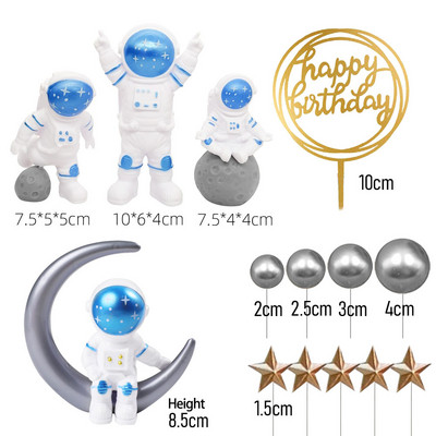 14 komada Astronaut Set za ukrašavanje torte Svemirski rođendanski ukrasi za djecu Dječaci Baby Shower Svemir Planeti Potrepštine za zabave