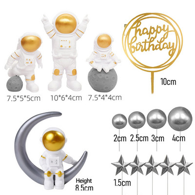 14 komada Astronaut Set za ukrašavanje torte Svemirski rođendanski ukrasi za djecu Dječaci Baby Shower Svemir Planeti Potrepštine za zabave