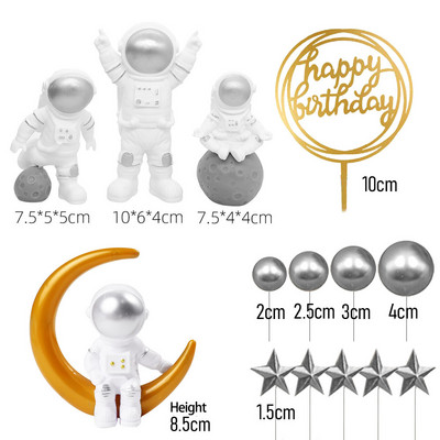 14 komada Astronaut Set za ukrašavanje torte Svemirski rođendanski ukrasi za djecu Dječaci Baby Shower Svemir Planeti Potrepštine za zabave