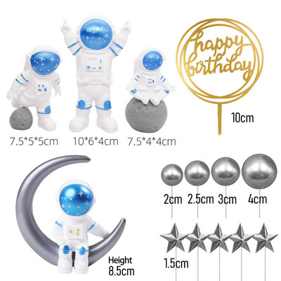 14 komada Astronaut Set za ukrašavanje torte Svemirski rođendanski ukrasi za djecu Dječaci Baby Shower Svemir Planeti Potrepštine za zabave