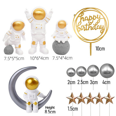 14 komada Astronaut Set za ukrašavanje torte Svemirski rođendanski ukrasi za djecu Dječaci Baby Shower Svemir Planeti Potrepštine za zabave