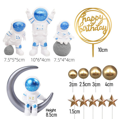 14 komada Astronaut Set za ukrašavanje torte Svemirski rođendanski ukrasi za djecu Dječaci Baby Shower Svemir Planeti Potrepštine za zabave
