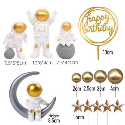 14 komada Astronaut Set za ukrašavanje torte Svemirski rođendanski ukrasi za djecu Dječaci Baby Shower Svemir Planeti Potrepštine za zabave