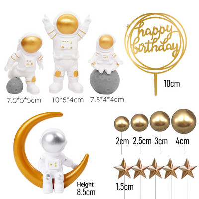 14 komada Astronaut Set za ukrašavanje torte Svemirski rođendanski ukrasi za djecu Dječaci Baby Shower Svemir Planeti Potrepštine za zabave