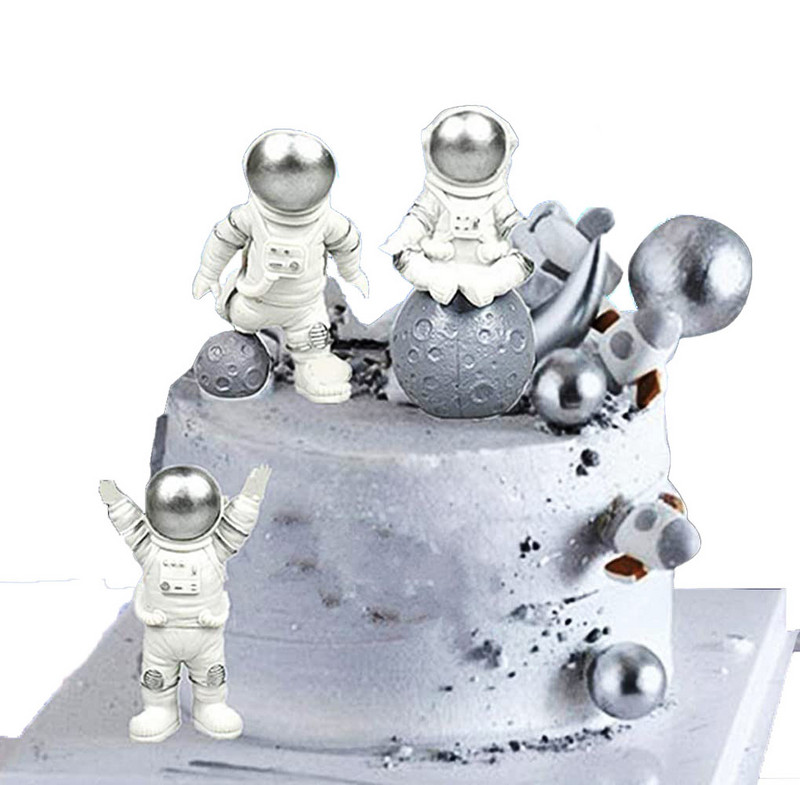 Set de 14 bucăți de decorațiuni pentru tort astronauți, decorațiuni pentru petrecerea de aniversare, pentru copii, băieți, pentru baby shower, universul planetelor, rechizite pentru petrecere
