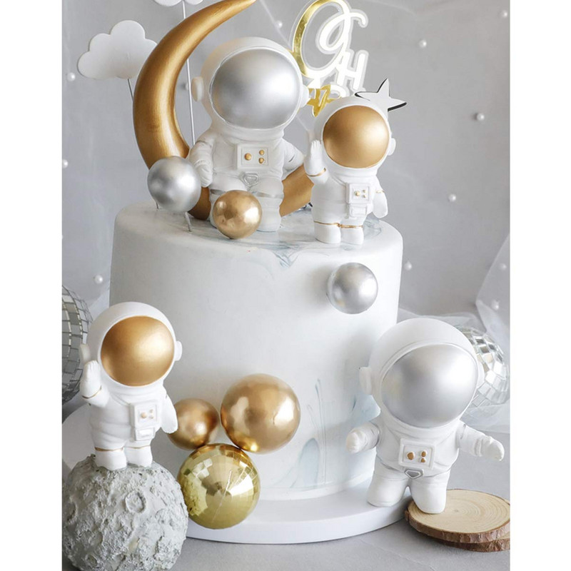 Set de 14 bucăți de decorațiuni pentru tort astronauți, decorațiuni pentru petrecerea de aniversare, pentru copii, băieți, pentru baby shower, universul planetelor, rechizite pentru petrecere