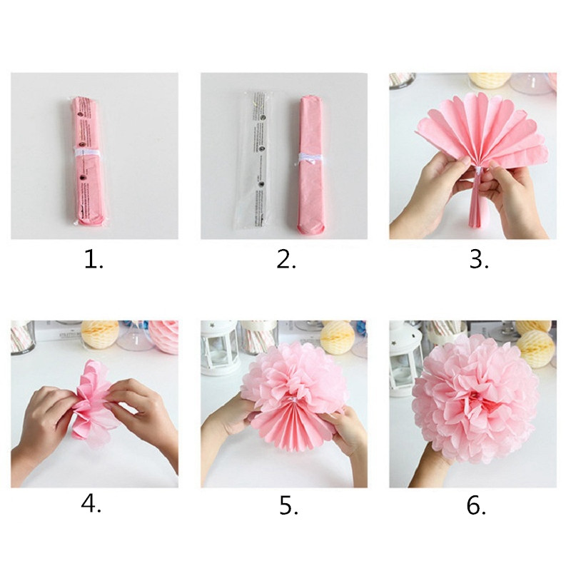 5 bucăți 6''-12'' pompoane din hârtie absorbantă pentru nuntă, flori decorative din hârtie, minge pentru baby shower, decorare pentru petrecerea de naștere, pompoane din hârtie
