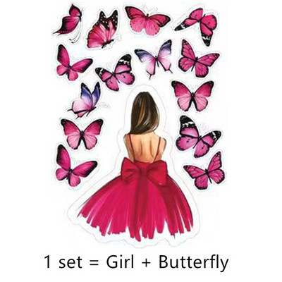 1 rinkinys Mergaitės nugaros drugelis su gimtadieniu tortų tvarsčiai, rožiniai „pasidaryk pats“ Vestuvių vakarėlio tortų papuošimai Deserto puošmena, dovana kūdikiui