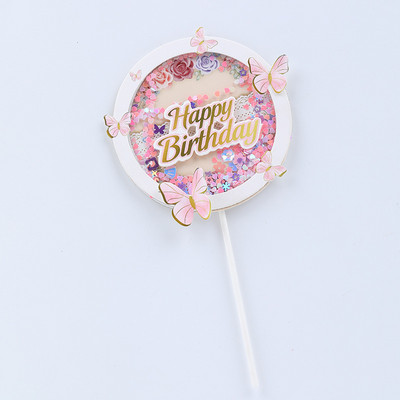 1 rinkinys Mergaitės nugaros drugelis su gimtadieniu tortų tvarsčiai, rožiniai „pasidaryk pats“ Vestuvių vakarėlio tortų papuošimai Deserto puošmena, dovana kūdikiui