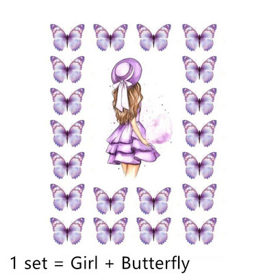 1 rinkinys Mergaitės nugaros drugelis su gimtadieniu tortų tvarsčiai, rožiniai „pasidaryk pats“ Vestuvių vakarėlio tortų papuošimai Deserto puošmena, dovana kūdikiui