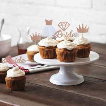 Ροζ χρυσό Bride To Be Cupcake Toppers for Wedding Cake Decorating Bridal Shower Hen Party Cupcake Topper Cake Decorating